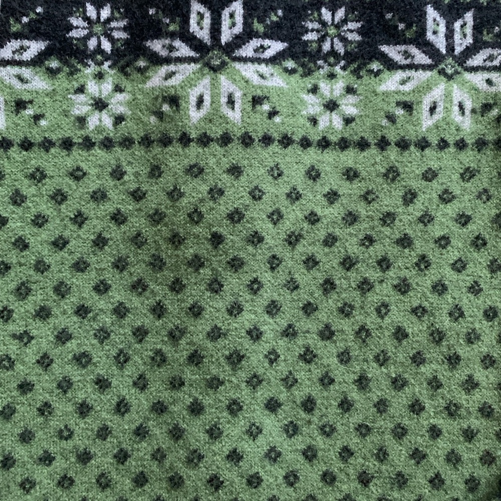 Neve Fair Isle Wool Sweater Womens S Green Black Nordic Knit Double Zip Cardigan - Picture 10 of 13